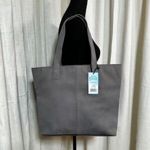 New Genuine Leather Tote‎ Bag Gray Classic Shopping Handbag Minimalistic Purse